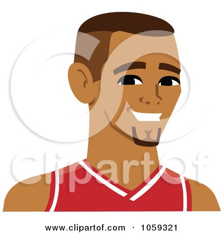 Royalty-Free Vector Clip Art Illustration of a Male Avatar Wearing A Basketball Jersey - 3 by Monica
