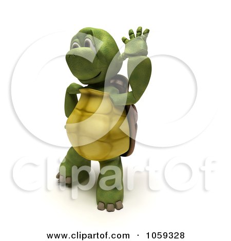 Royalty-Free CGI Clip Art Illustration of a 3d Tortoise Cupping His Ear And Listening by KJ Pargeter