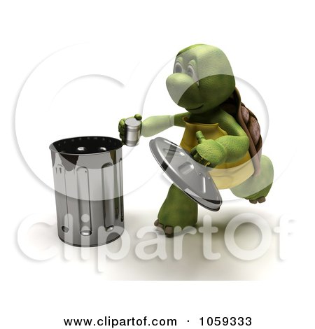 Royalty-Free CGI Clip Art Illustration of a 3d Tortoise Recycling A Can by KJ Pargeter