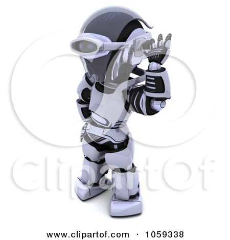 Royalty-Free CGI Clip Art Illustration of a 3d Robot Cupping His Ear by KJ Pargeter