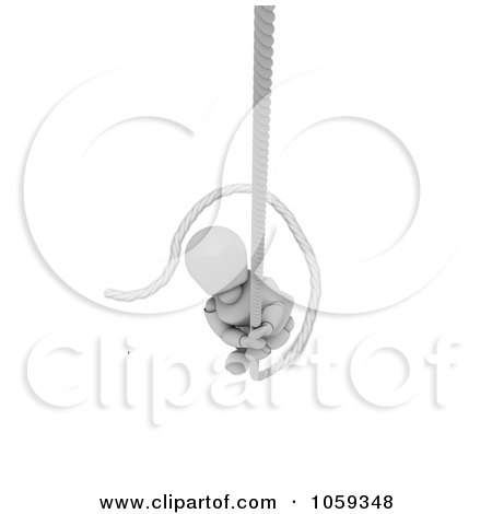 Royalty-Free CGI Clip Art Illustration of a 3d White Character Climbing A Rope by KJ Pargeter