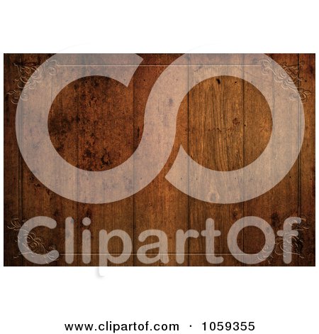 Royalty-Free CGI Clip Art Illustration of a Grungy Wood Plank Background With A Border by KJ Pargeter