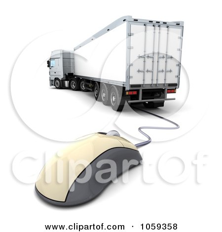 Royalty-Free CGI Clip Art Illustration of a 3d Computer Mouse And Big Rig by KJ Pargeter