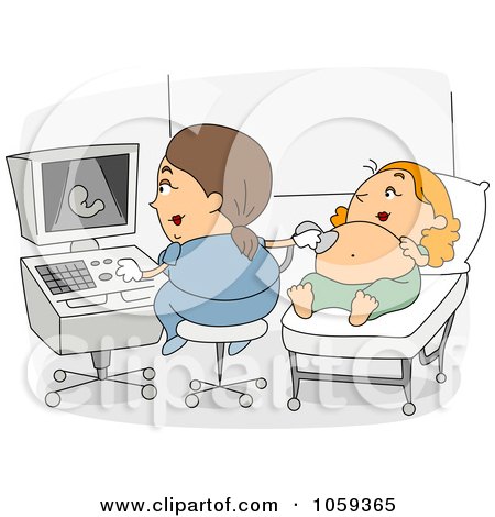 Royalty-Free Vector Clip Art Illustration of an Ultrasound Technician And Patient by BNP Design Studio