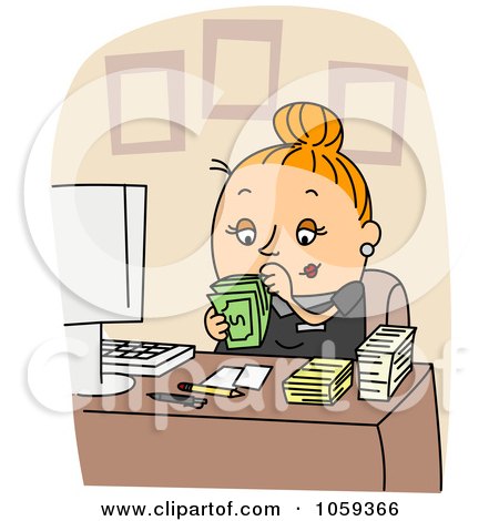 Royalty-Free Vector Clip Art Illustration of an Accountant Holding Cash by BNP Design Studio