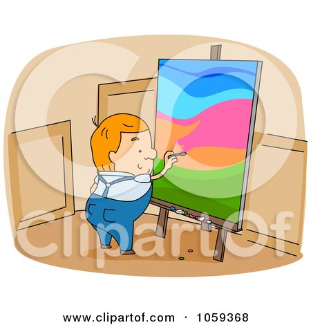 Royalty-Free Vector Clip Art Illustration of a Man Painting On A Canvas by BNP Design Studio