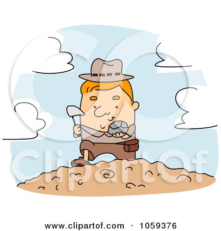 Royalty-Free Vector Clip Art Illustration of a Geologist Discovering by BNP Design Studio