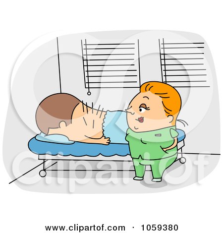 Royalty-Free Vector Clip Art Illustration of an Acupuncturist With A Patient by BNP Design Studio