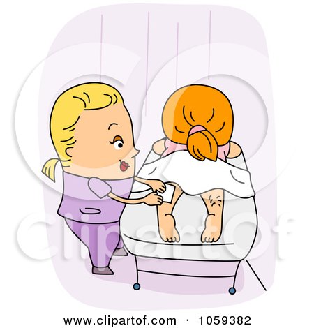 Royalty-Free Vector Clip Art Illustration of a Day Spa Woman Waxing A Client's Legs by BNP Design Studio