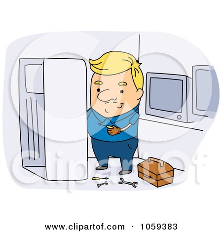 Royalty-Free Vector Clip Art Illustration of an Appliance Repair Man by BNP Design Studio