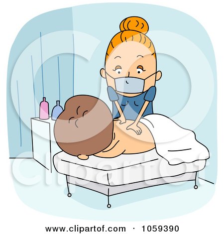 Royalty-Free Vector Clip Art Illustration of a Masseuse Working On A Patient by BNP Design Studio