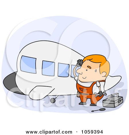 Royalty-Free Vector Clip Art Illustration of a Plane Mechanic by BNP Design Studio