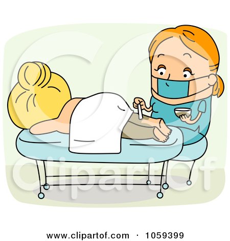 Royalty-Free Vector Clip Art Illustration of a Day Spa Worker Applying Body Scrub Onto A Client by BNP Design Studio