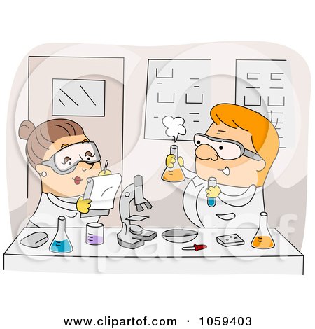 Royalty-Free Vector Clip Art Illustration of a Team Of Chemists In A Science Lab by BNP Design Studio
