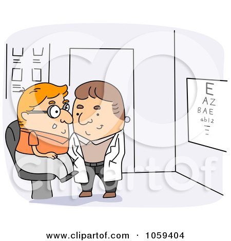 Royalty-Free Vector Clip Art Illustration of a Optician With A Patient by BNP Design Studio