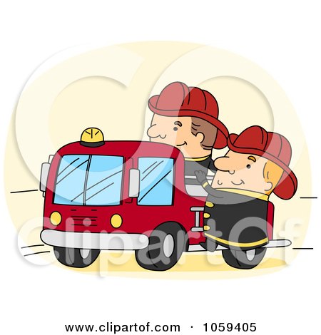 Royalty-Free Vector Clip Art Illustration of Firemen With A Fire Truck  by BNP Design Studio