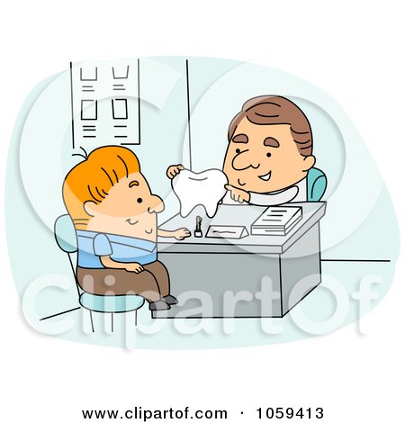 Royalty-Free Vector Clip Art Illustration of a Dentist Discussing Hygiene With A Patient by BNP Design Studio
