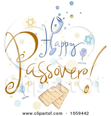 Royalty-Free Vector Clip Art Illustration of Happy Passover Text With Matzah And Dots by BNP Design Studio