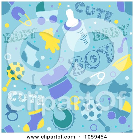 Royalty-Free Vector Clip Art Illustration of a Seamless Blue Baby Boy Background by BNP Design Studio