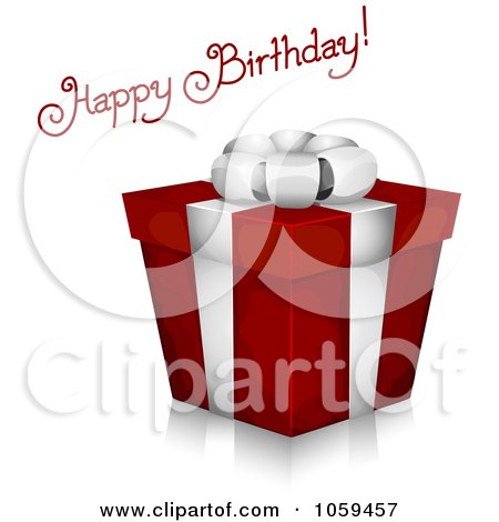 Royalty-Free Vector Clip Art Illustration of Sketched Happy Birthday Text With A 3d Gift Box by BNP Design Studio
