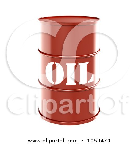 Royalty-Free CGI Clip Art Illustration of a 3d Red Barrel Of Gasoline With Oil On The Front - 1 by ShazamImages