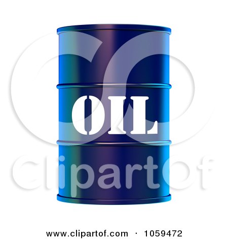 Royalty-Free CGI Clip Art Illustration of a 3d Blue Barrel Of Gasoline With Oil On The Front - 2 by ShazamImages