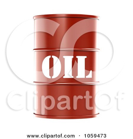 Royalty-Free CGI Clip Art Illustration of a 3d Red Barrel Of Gasoline With Oil On The Front - 2 by ShazamImages