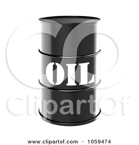 Royalty-Free CGI Clip Art Illustration of a 3d Black Barrel Of Gasoline With Oil On The Front - 1 by ShazamImages
