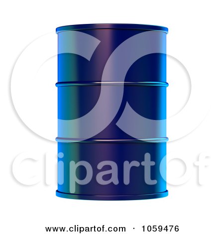 Royalty-Free CGI Clip Art Illustration of a 3d Blue Barrel Of Gasoline by ShazamImages