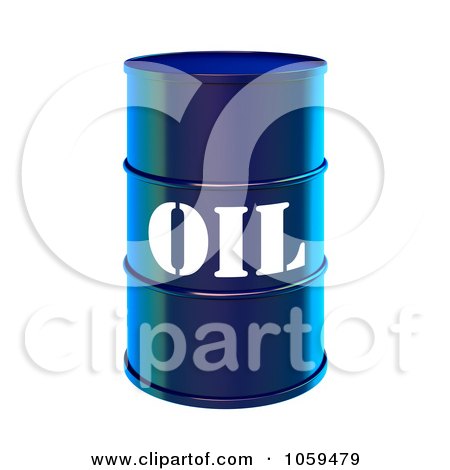 Royalty-Free CGI Clip Art Illustration of a 3d Blue Barrel Of Gasoline With Oil On The Front - 1 by ShazamImages