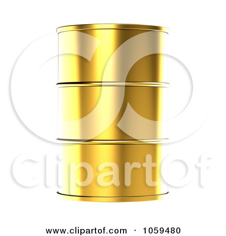 Royalty-Free CGI Clip Art Illustration of a 3d Gold Barrel Of Gasoline by ShazamImages