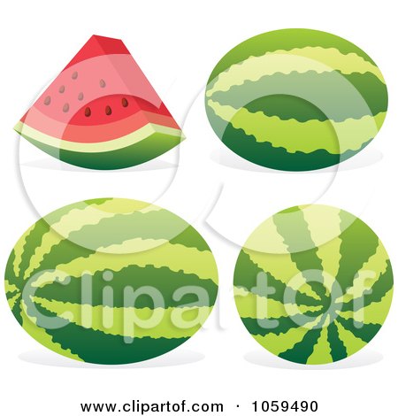Royalty-Free Vector Clip Art Illustration of a Digital Collage Of 3d Watermelons by Any Vector