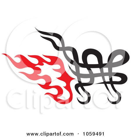Royalty-Free Vector Clip Art Illustration of a Flaming Tribal Shopping Cart Icon by Any Vector