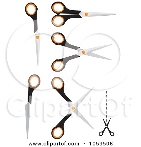 Royalty-Free Vector Clip Art Illustration of a Digital Collage Of Scissors And Cut Here Lines by Any Vector