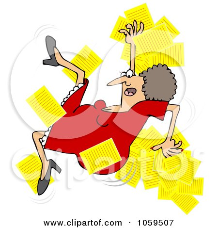Royalty-Free Vector Clip Art Illustration of a Woman Slipping And Dropping Papers by djart