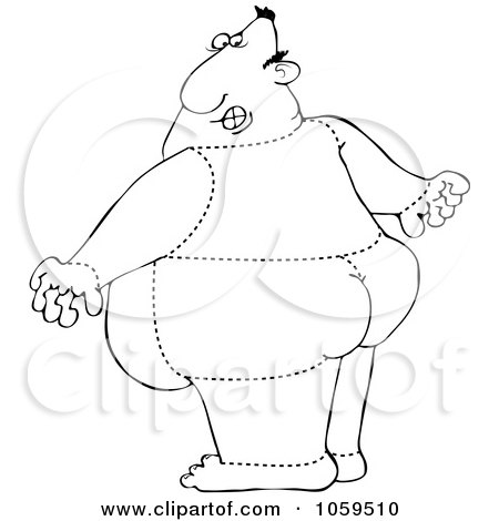 Royalty-Free Vector Clip Art Illustration of a Coloring Page Outline Of A Rear View Of A Quartered Man by djart