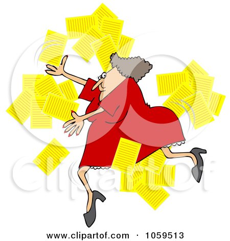 Royalty-Free Vector Clip Art Illustration of a Woman Tripping And Dropping Papers by djart