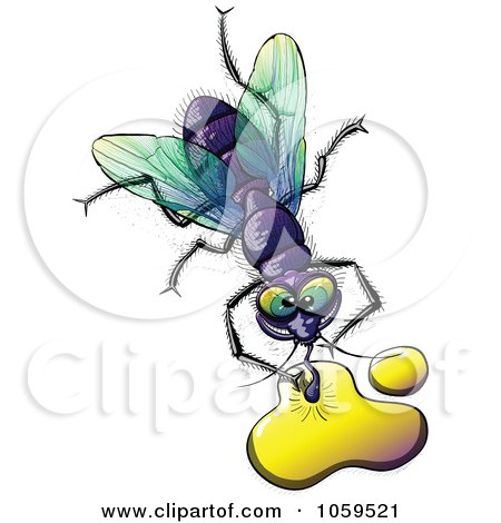 Royalty-Free Vector Clip Art Illustration of a Purple Fly Drinking Liquid by Zooco