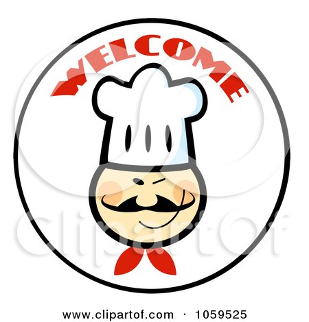 Royalty-Free Vector Clip Art Illustration of a Welcome Chef Face Circle - 5 by Hit Toon