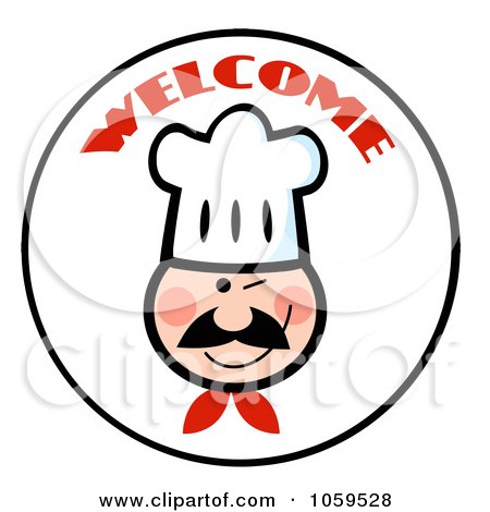 Royalty-Free Vector Clip Art Illustration of a Welcome Chef Face Circle - 3 by Hit Toon