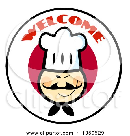 Royalty-Free Vector Clip Art Illustration of an Asian Chef Face Over A Japanese Flag Circle by Hit Toon