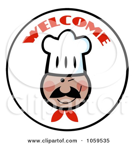 Royalty-Free Vector Clip Art Illustration of a Welcome Chef Face Circle - 4 by Hit Toon