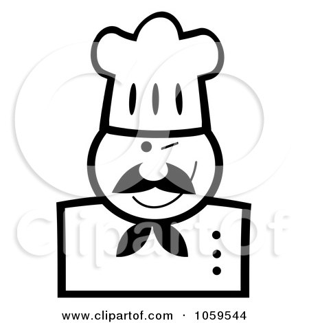 Royalty-Free Vector Clip Art Illustration of a Black And White Winking Chef by Hit Toon