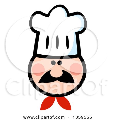Royalty-Free Vector Clip Art Illustration of a Chef Face Wearing A Hat - 1 by Hit Toon