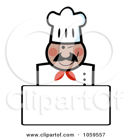 Royalty-Free Vector Clip Art Illustration of a Winking Black Chef Banner With Copyspace by Hit Toon