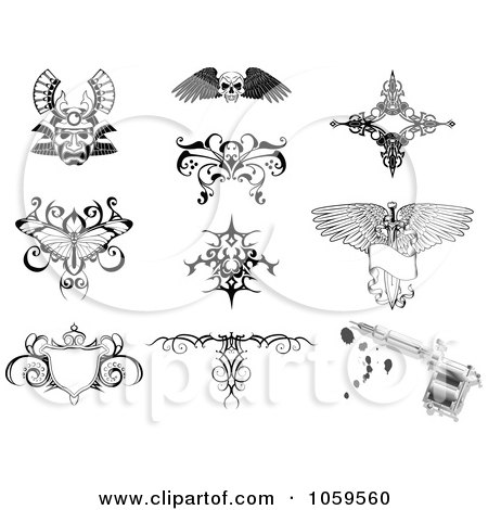 Royalty-Free Vector Clip Art Illustration of a Digital Collage Of Tattoo Designs by AtStockIllustration