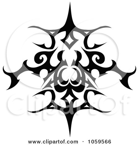Royalty-Free Vector Clip Art Illustration of a Black And White Tribal Tattoo Design by AtStockIllustration