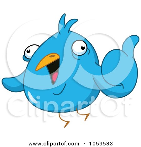 Royalty-Free Vector Clip Art Illustration of a Blue Bird Giving The Thumb Up by yayayoyo