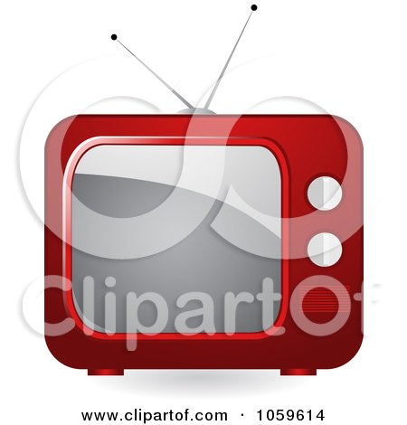 Royalty-Free Vector Clip Art Illustration of a Retro Red Box Television by elaineitalia