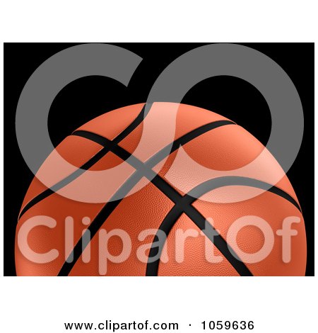 Royalty-Free CGI Clip Art Illustration of a 3d Basketball With Black Lines Over Black by stockillustrations